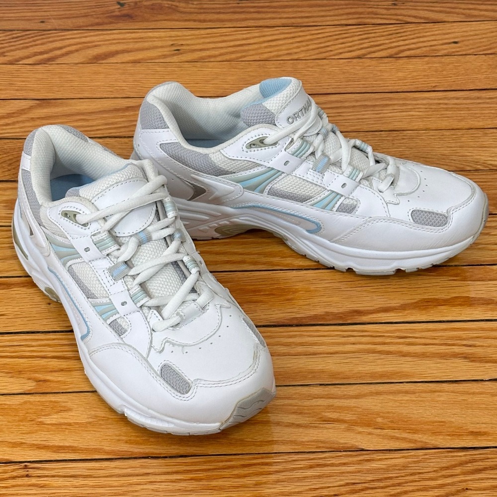 Orthaheel Walker Womens 8 White Leather Comfort Walking Sneakers Shoes NEW